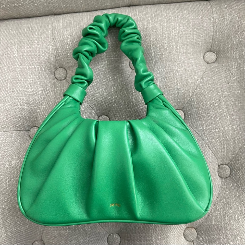 JW PEI Gabbi Ruched Vegan Leather Shoulder Bag – Grass Green #0799